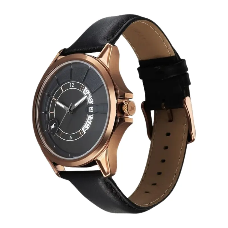 Fastrack Groove Date Dark Grey Dial Men's Watch- 3323QL02